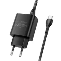 Travel Charger Hoco DC93 1xUSB-A 5V 2.1A with USB-A to USB-C Cable Black