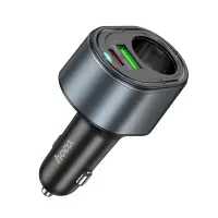 Car Charger Hoco Z56 Friend Dual USB Fast Charge PD35W+QC3.0 with Cigarette Lighter Port Black