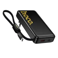 Power Bank Hoco Q45 Worrier 10000mAh 22.5W PD20W QC3.0A and Wall Charger with 1xUSB-C 1xUSB-A and Intergrated USB-C Cable Black