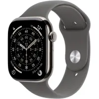Apple Watch Series 11 5G (2025) Aluminum 46mm GPS eSIM NFC IP6X Aluminum Case Natural with Stone Grey Sport Band