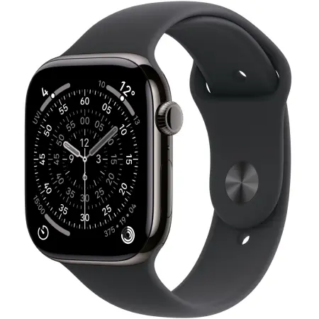 Apple Watch Series 11 5G (2025) Aluminum 46mm GPS eSIM NFC IP6X Aluminum Case Slate with Black Sport Band