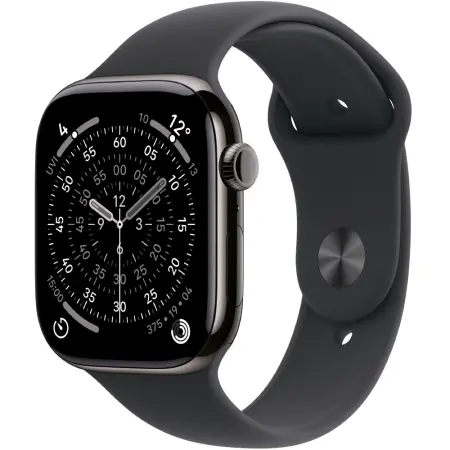 Apple Watch Series 11 5G (2025) Aluminum 46mm GPS eSIM NFC IP6X Aluminum Case Slate with Black Sport Band