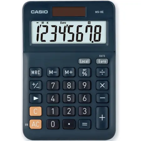 Calculator Dual 8 Digits LCD Display Casio MS-8E Blue