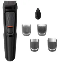Trimmer Philips MG3710/15 Multigroom Series 3000 Cordless 6 in 1 for the Face with Nose Attatchment and 4 Different Length Combs Black