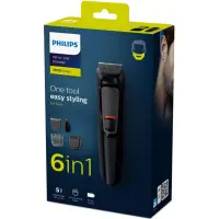 Trimmer Philips MG3710/15 Multigroom Series 3000 Cordless 6 in 1 for the Face with Nose Attatchment and 4 Different Length Combs Black