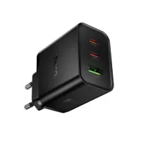 Travel Charger Hoco N75 Grande GaN 65W High Power Fast Charger with 2xUSB-C and 1χUSB-A  Black
