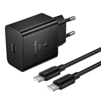 Travel Charger Hoco N77 Star GaN 45W Fast Charge with 1xUSB-C with USB-C to USB-C 60W Cable Black