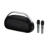 Wireless Speaker Hoco HT2 Melody TWS BT 5.4 6000mAh 300W with USB MicroSD AUX RGB Lighting and Two Wireless Microphones