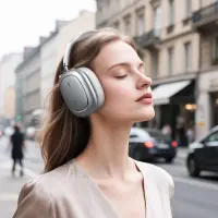 Wireless Stereo Headphones Hoco W68 Calma HiFi Audio ANC v6.0 400mAh 45h Talk Time AUX USB-C Silver