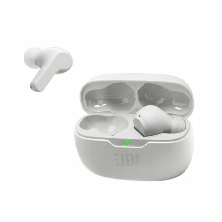 Wireless Hands Free JBL Wave Beam Buds with TalkThru up to 32 Hours Operation Time IP54 and Charging Case White