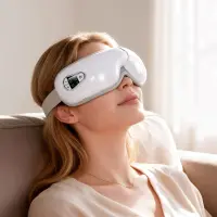 Hoco HP54 Eye Massager 1000mAh with 5 Massage Modes Heating Function LCD Display and BT Music Playback White