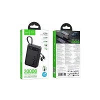 Power Bank Hoco J171A Edge 20000mAh 1xUSB-A 22.5W 1xUSB-C PD20W Digital LED Display with Braided USB-C and Lightning Cables Black