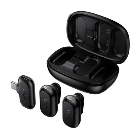 Wireless Microphone Set Hoco L26 Lavalier USB-C Smart AI Noise Reduction 400mAh 6hrs Playback Time Black