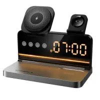 Hoco DWQ03 4 in 1 Qi 15W Wireless Charger for Smartphone Earbuds Smartwatch with Digital Clock and Alarm Clock