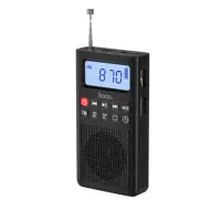 Portable Rechargeable Radio Hoco HI51 3W 700mAh AM/FM with Music Playback Option Through 3.5mm Jack TF Card or Bluetooth v5.3 Black