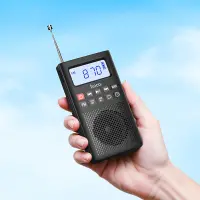 Portable Rechargeable Radio Hoco HI51 3W 700mAh AM/FM with Music Playback Option Through 3.5mm Jack TF Card or Bluetooth v5.3 Black