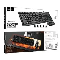 Hoco DI91 Set Wired Keyboard 104 Keys USB-A 1.5m Cable and Mouse USB-A 1.4m Cable 1200DPI (English Version) Black