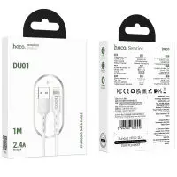 Data Cable Hoco. DU01 Novel USB to Lightning 2.4A  Charging and Data Transfer White 1m