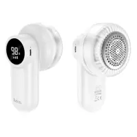 Portable Rechargeable Fabric Shaver Hoco DI69 Six Blades 7800 Rpm 3 Speed Settings and LED Display White
