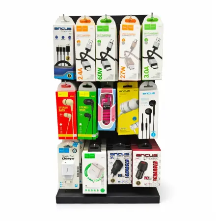 Hoco Stand with Hoco Accessories Chargers, Connection Cables, Hands Free 120 Pieces