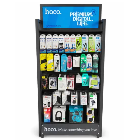 Hoco Stand with Hoco Accessories Chargers, Connection Cables, Hands Free, Power Bank 190 Pieces