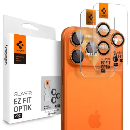 Camera Protector Spigen Optik Pro Ez Fit Glass for Apple iPhone 14 Pro 14 Pro Max 15 Pro 15 Pro Max 16 Pro 16 Pro Max 17 Pro 17 Pro Max Orange 2 pack