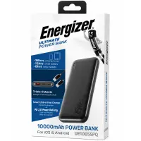 Power Bank Energizer UE10055PQ 10000mAh PD22.5W QC3.0 2xUSB-C 1xUSB-A and LED Battery Indicator Black