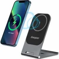 Desktop Charger Energizer WCP102 15W Ultra-Thin Lightweight Fast Charge USB-C Magnetic Case and MagSafe Compatible Grey