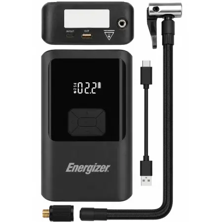 Power Bank Energizer JE10000JP 10000mAh PD15W QC 1xUSB-A 1xUSB-C Ports Emergency Car Battery Attachment 1500A and 11 bar Tire Inflator Black