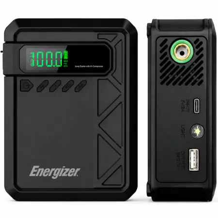Powerbank Energizer JE10001JP 10000mAh PD15W 1xUSB-A 1xUSB-C Ports Emergency Car Battery Attachment 1500A and 11 bar Tire Inflation Black
