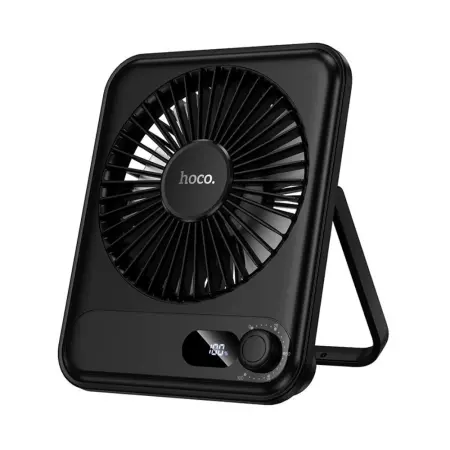Hoco HX607 Portable Desktop Fan Ultra-thin Quiet 2000mAh 3200 Rpm Max with LCD Display Black