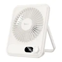 Hoco HX607 Portable Desktop Fan Ultra-thin Quiet 2000mAh 3200 Rpm Max with LCD Display White