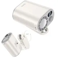Hoco HX609 Portable Quiet Lightweight Fan 3600mAh 12000 Rpm Max with LCD Display and Clip-on Option White