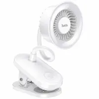 Hoco HX610 Portable Fan 2-in-1 1800mAh 5000 Rpm Max with Clip-on 3 Airflow Speeds and Ring Light White