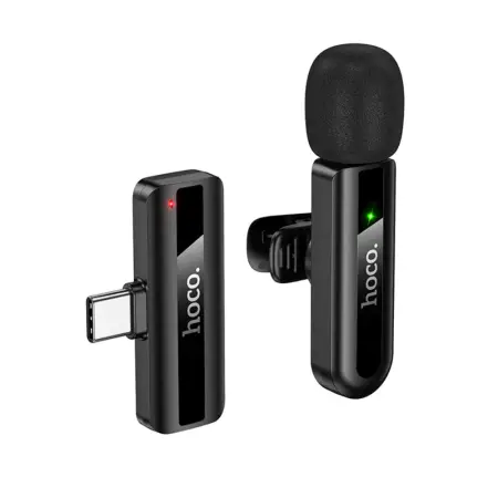 Microphone Wireless Hoco L20 Fair Lavalier USB-C HD Fully Directional Mic 2.4GHz 60mAh 4h Usage 15m Distance Black