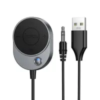 Bluetooth Audio Transmitter Hoco E150 Path v5.4 with AUX USB-A Microphone and Call Control Buttons Grey