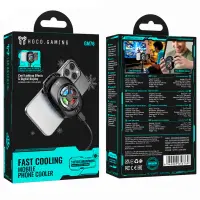 Mobile Phone Cooler Hoco GM76 Blue Diamond for Devices 6.1" up to 7" 3-speed Modes LED Temperature Display and RGB Lighting