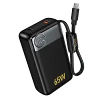 Power Bank Hoco Q53 Skillful 12000mAh PD65W QC3.0 1xUSB-C 1xUSB-A with Integrated Cable USB-C and LED Display Black