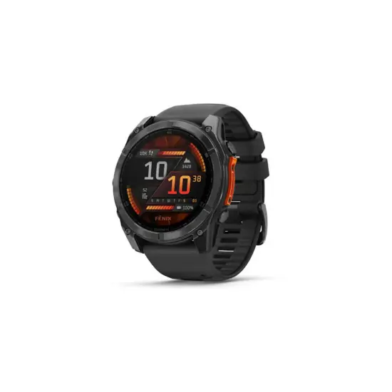Smartwatch Garmin Fenix 8 Stainless Steel 51mm GPS NFC 10 ATM Call Version Slate Grey with Black Silicone Band