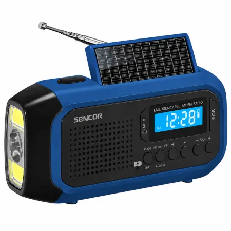 Camping Radio Sencor SRD 1050SCL BB Solar with USB-C Hand Crank and LED Flashlight FM/AM  Blue