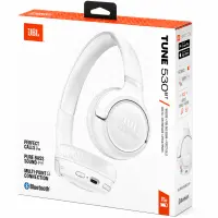 Bluetooth Stereo Headphones JBL Tune 530BT On-ear with Pure Bass 2-Mic BT6.0 and Playtime up to 76h White