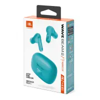 Wireless Hands Free JBL Wave Beam 2 Buds with Pure Bass ANC up to 40 Hours Operation Time IP54 and Charging Case Blue