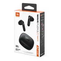 Wireless Hands Free JBL Wave Flex 2 Earbud TWS with Pure Bass ANC up to 40 Hours Operation Time BT v5.3 IP54 and Fast Charge Case Black