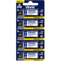 Battery Alkaline Vinnic L1028F size A23/23A/23GA/A23/E23A/GP23A/K23A/L1028/LR23A/LRV08/LRVO8/MN21/MS21/V23/V23GA/VR22 12V Psc. 5