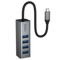 USB Hub Hoco HB1C 4-in-1 USB-C to 4xUSB-A 3.0 Aluminum Alloy Grey