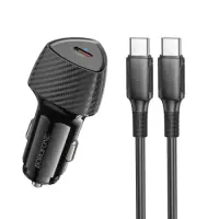 Car Charger Borofone BZ31B Solid USB-C PD30W and USB-C to USB-C Cable 1m Black