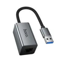 Hoco UA48 USB-A to RJ45 OTG 10/100Mbps 15cm Metal Grey