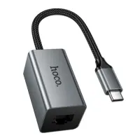 Hoco UA48 USB-C to RJ45 OTG 10/100Mbps 15cm Metal Grey