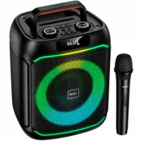 Wireless Speaker Hoco. DS72 Ship Hi-Fi v5.0 4000mAh 20W AUX MicroSD USB FM with 1 Microphone and RGB Lighting Black