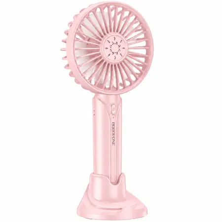 Borofone DBF01 Precious Portable Handheld Super Small Silent Fan 1200mAh 3 Airflow Speeds and Phone Desktop Stand Pink